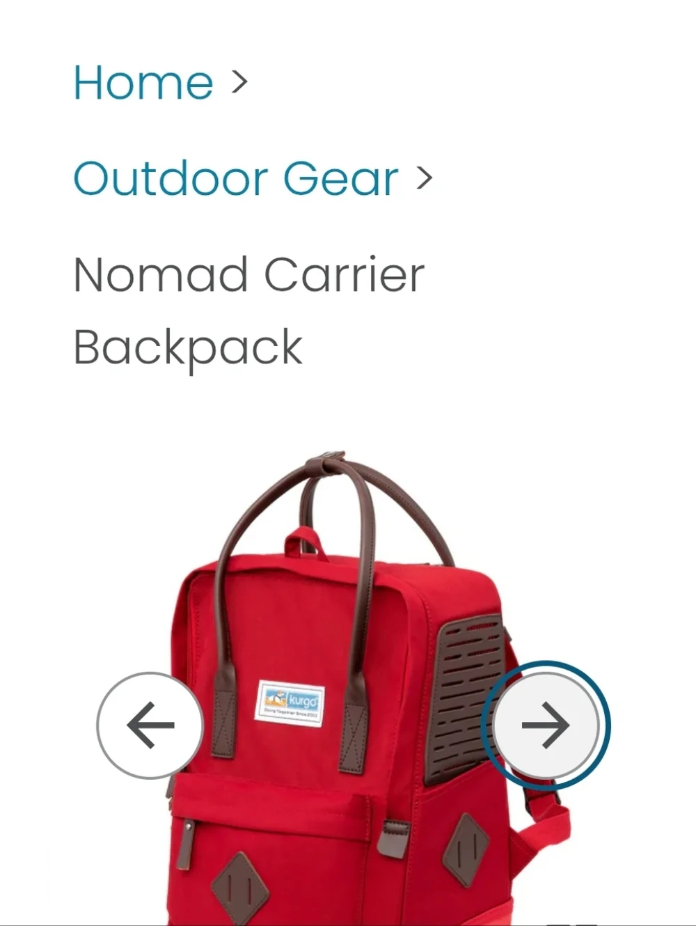 Kurgo Red Pet Backpack with Teal Interior